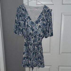 Floral Blue and White Dress